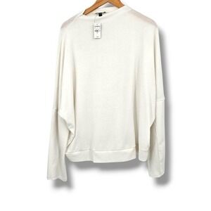 Express Dolman Sleeve Top‎ Ribbed Knit Mock Neck Pullover Sweater Leather XL